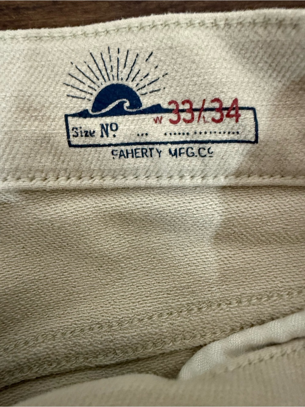Faherty Men’s 33x34 Tan 5 Pocket Jeans Straight Leg Stretch Casual Pants - Picture 3 of 4